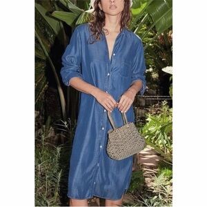 Grayson Frank & Eileen Blue Chambray Midi Shirt Dress